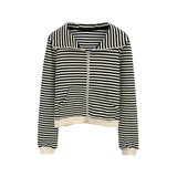 Girlary Autumn New Women Zipper Striped Hoodies Jacket Loose Casual Long Sleeved Short Hooded Sweatshirts Coat Fashionable Versatile