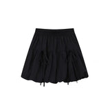 Girlary Gothic Ball Gown Mini Skirt Women Summer Bow Korean Fashion Elastic Waist Pleated Short Skirt For Women Y2k Chic