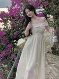 Girlary France Elegant Backless Chiffon Beach Dresses Korean Chic A-line Pink Fairy Dress Summer Casual Vocation Party Club Vestidos