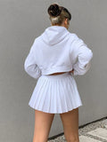 Girlary White Pleated Skirt Short Woman Elastic Waist Mini Skirts Sexy Mircro Summer Embroidery Mini Tennis Skirt New Preppy