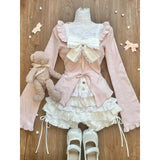 Girlary Japanese Kawaii 3 Piece Sets Lolita Y2k Cardigan Coats + Mini Skirts + Corset Vest American Vintage Suits Autumn Even Party Chic