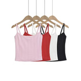 Girlary Summer Sexy Tops Women Tanks & Camis Y2k Clothes Cute Top Knitted White Crop Tops Women 2024 Front Bow Tie Camisole Top Pink