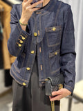 Girlary 2024 Autumn Winter American Retro Style Baggy Casual Blue Fashion Denim Jacket  Women's Long Sleeve Y2K Vintage Loose Jean Coat