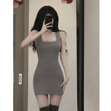 Girlary Gray 2 Piece Dress Set Women Casual Long Sleeve Cardigan + Bodycon Strap Sweater Dress Evening Party Knitted Suit