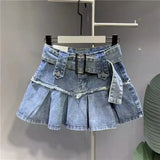 Girlary American New Fashion Cross Embroidery Patch Short Suit Female Y2K Harajuku Style Popular Sexy Spice Slim Denim Skirt Streetwear