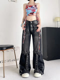 Girlary Women's Black Gothic Y2k Cargo Jeans Harajuku Emo Denim Trousers Y2k Jean Pants Vintage Japanese 2000s Style Trashy Clothes 2024