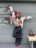 Girlary Harajuku New Fashion Letter Embroidery Stitching Baggy Jeans Women Y2K Gothic Hip Hop Popular Street High Waist Wide Leg Pants