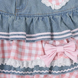 Girlary party look snspos Preppy Style Lolita Kawaii Skirts Japanese Sweet Mini Women Harajuku Cute Ball Gown Denim Skater Y2K High Waist Lace Cake Skirts