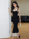 Girlary Spring and Summer New Women's Knitted Sling Hip Dress