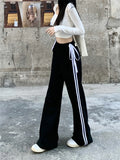 Girlary Mopping Sports Trousers Chic Loose Women Bow New Spring 2024 Casual Office Lady High Waist Streetwear Wide Leg Pants