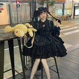 Girlary Japanese Victorian Gothic Lolita Dress Women Punk Style Sweet Lace Bow Eveing Party Dresses Harajuku Y2k Cosplay Princess Dress