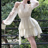 Girlary  Elegant Luxury Dresses for Women Fairycore Casual Chiffon Dress Sweet Short Skirt Fashion Summer White Mini Dress Slim