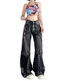 Girlary Women's Black Gothic Y2k Cargo Jeans Harajuku Emo Denim Trousers Y2k Jean Pants Vintage Japanese 2000s Style Trashy Clothes 2024