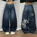 Girlary American Y2K New Fashion Oversized Jeans Women Street Hip Hop Retro Loose Mopping Wide-leg Pants Couples Joker Trend Punk Jeans