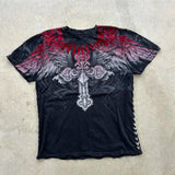 Girlary 90s Affliction Y2K Style Streetwear Tee Gothic Skull Cross Print Trendy Graphic T-shirts