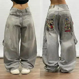 Girlary American Y2K New Fashion Oversized Jeans Women Street Hip Hop Retro Loose Mopping Wide-leg Pants Couples Joker Trend Punk Jeans