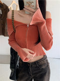 Girlary 6 Colors Autumn New Sweaters Women OL Slim Slash Neck High Street Chic Gentle Off Shoulders New Cardigans Knitted Coats