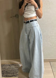 Girlary Korean Y2k Wide Leg Pants Women Clothing Harajuku Streetwear Jeans High Waist Straight Trousers Casual Fashion Pantalon Femme