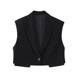 Girlary Women's Vest 2024 New Fashion Spring Summer Lapel Cropped Waistcoat for Women Casual Ladies Waistcoat Female Clothes