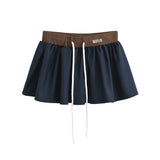 Girlary Harajuku mini skirts y2k clothes skirts 2024 Summer skirt for woman patchwork elastic waist drawstring tennis skirt with shorts