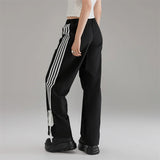 Girlary y2k Pants Women Spring Summer Side Striped Low Elastic Waist Trousers 2000s Aesthetic Joggers Sweatpants Streetwear