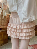 Girlary Pink Japanese Lolita Kawaii Skirts Women Lace Korean Style Sweet Cake Skirt Female Black Elastic Skinny Princess Cute Skirt
