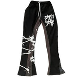 Girlary Y2K Hip-hop European and American Trend Loose Rope Trousers Letter Printing Splicing American Leisure High Street Trousers