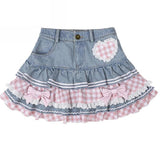 Girlary party look snspos Preppy Style Lolita Kawaii Skirts Japanese Sweet Mini Women Harajuku Cute Ball Gown Denim Skater Y2K High Waist Lace Cake Skirts