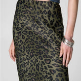 Girlary Womens Leopard Print Long Skirt Autumn Summer Spring 2024  High Waist Leopard Satin Maxi Skirt for Woman Clothing