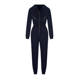 Girlary Autumn Women's Monochrome Long-Sleeved Jumpsuit Solid Color Zip-up Sportswear Female Winter Casual Tracksuit Fashionable Hoodies