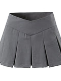 Girlary Spring/summer New High Waisted Pleated Skirt Women's Spicy Girl Solid Color Slim A-line Wrap Hip Short Skirt