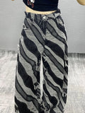 Girlary Vintage Y2k Jeans Women Streetwear Harajuku Gothic Aesthetic Baggy Trousers Denim Striped Wide Leg Pants Distressed