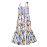 Girlary 2024 Women French Vintage Floral Print Sexy Sling Dress Lace Trim Sleeveless Female Summer Fishtail Dresses Party Robe