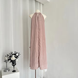 Girlary Women's Pink A-line Dress Y2k Vintage Elegant Fashion Long Dresses Off Shoulder Sleeveless One Piece Frocks 2000s Clothes Summer