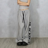 Girlary Oversize Y2k Grey Sweatpants Women Sport Casual Hip Hop Harajuku Pants Baggy Letter Print America Street Summer Trouser