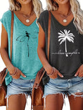 Girlary 2 pack, 2-Pack V-Neck Cap Sleeve T-Shirts for Women, Casual Loose Summer Tops for Spring