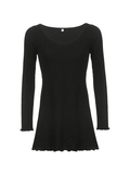 Girlary Simple Knitted Long Sleeve Mini Dress