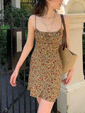 Girlary Vintage Floral Slip Mini Dress